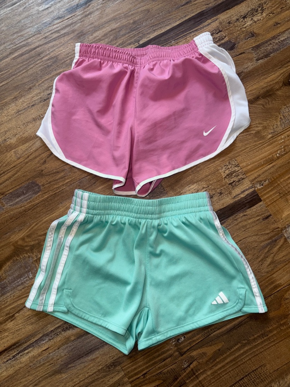 Nike Pink Running Shorts | Mint Adidas Style Shorts